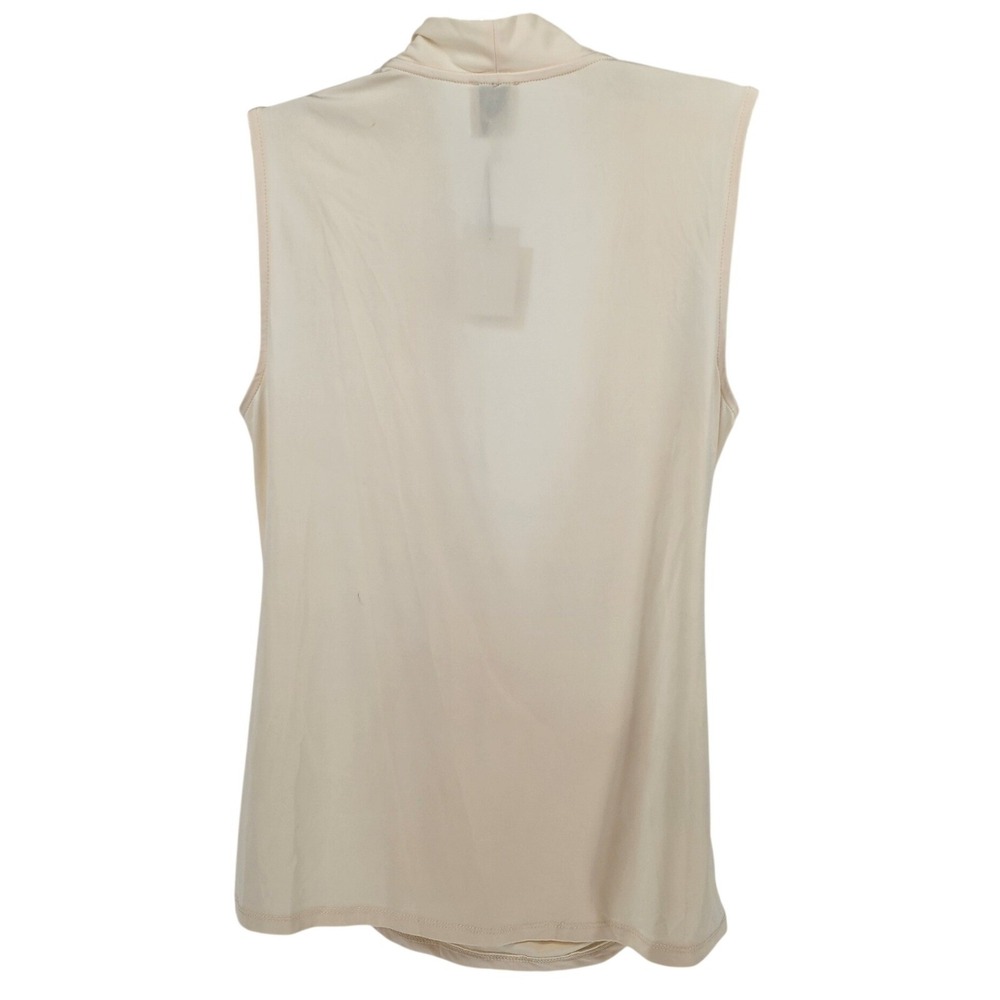 Anne Klein Womens Cream Draped Surplice Ruched Sleeveless Blouse Top Small NEW - Picture 2 of 6